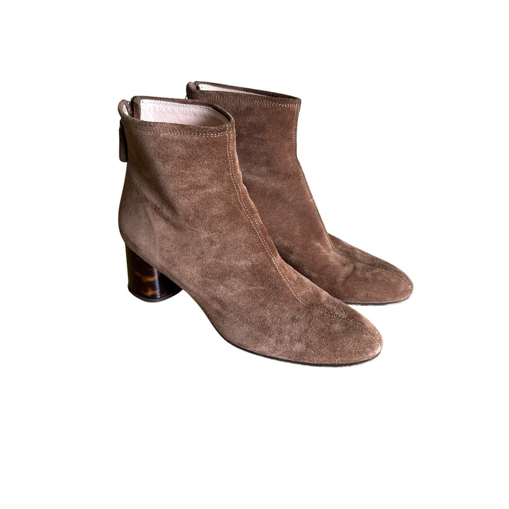 AGL Veta Precious Suede Ankle‎ Bootie Block Heel Women's Size 39 Cognac Brown - Picture 3 of 9